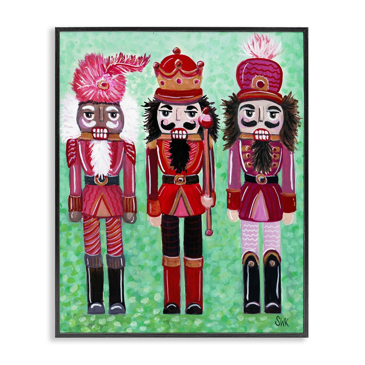 Stupell Industries Red Nutcrackers Trio Framed Giclee By Sarah Waldron Kimball